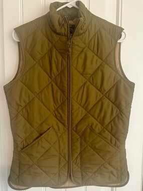 J. Crew Olive Quilted Sleeveless Vest
